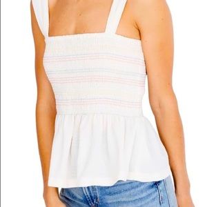Madewell Cream Smocked Tank Top